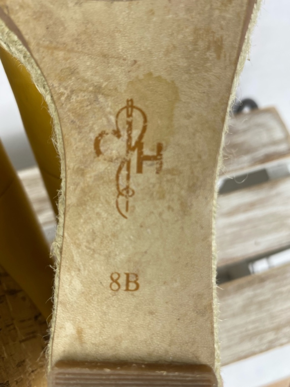 Cole Haan yellow nubuck leather Jocelyn OT peep-toe wedge shoes women’s size 8B - Picture 13 of 14